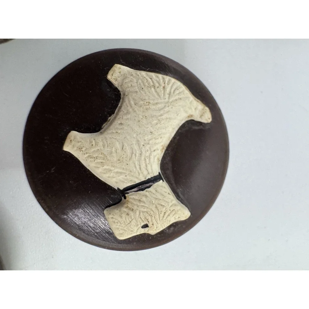 Vintage SCOTTIE DOG Metal And Celluloid Buttons  Set Of 3